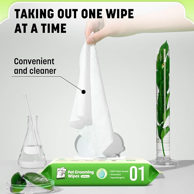 Dog Wipes for Paws and Butt, Plant-Based Large Pet Wipes for Dogs/Cats Hypoallergenic, 8X9 Inch Easy to Use Dog/Cat/Puppy Cleaning Grooming Wipes, Gentle, Degradable (200 Count,Unscented)