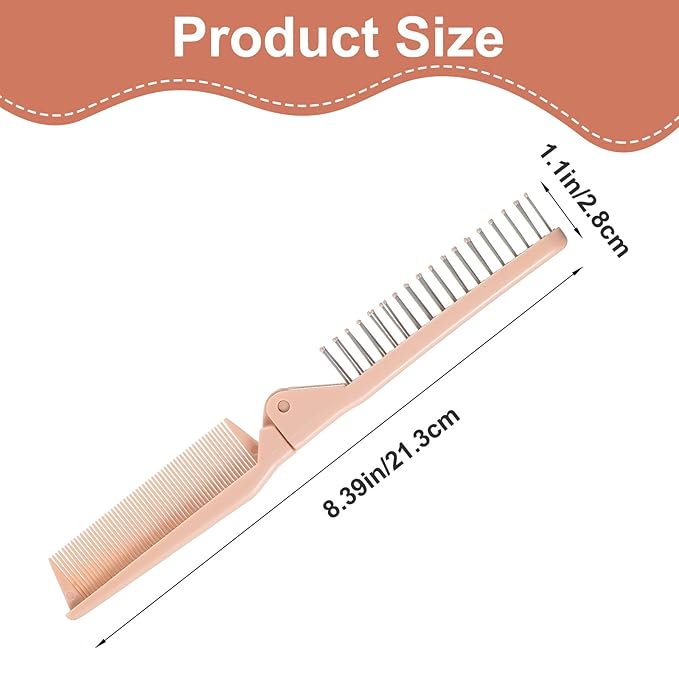 2 Pack Puppy Brush for Small Dogs Folding Dog Hair Grooming Brushes Dog Combs for Matting Hair Perfect Dematting Comb Tool for Shih Tzus, Yorkies, Maltipoos, and Small Breeds (Pink&Blue)