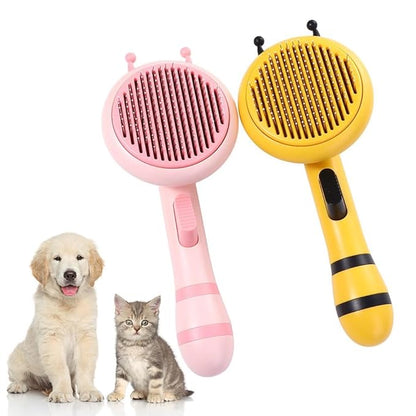 2Pcs Pets Needle Comb, Dog Massage Brush, Cat Brush,Self-Cleaning Grooming Brush for Long and Short haired Dogs Cats