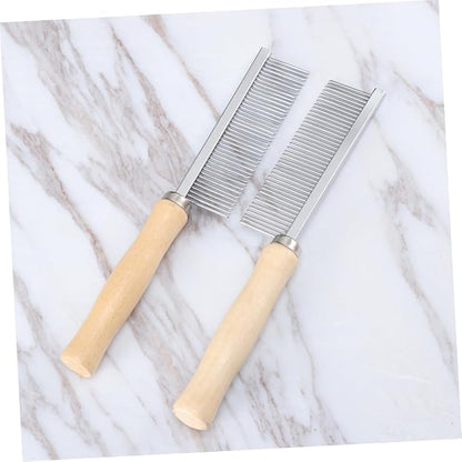 3sets Pets Dog Comb for Grooming Pet Comb Wood Handle Stainless Steel Pins Comfortable Grooming Tool 2pcs*3