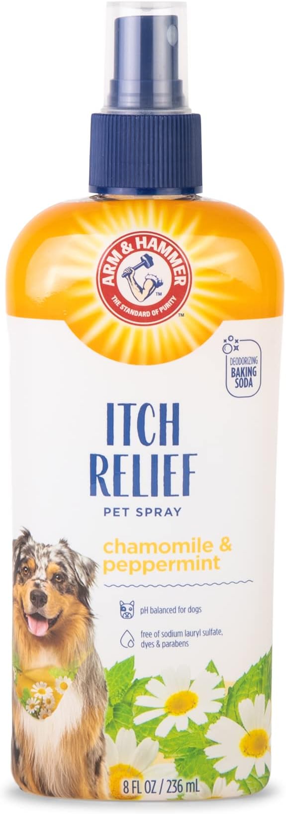 Arm & Hammer for Pets Itch Relief Spray for Dogs - Dog Itch Relief with Baking Soda Chamomile & Peppermint Scent - Professional Dog Skin Care Spray - Anti Itch Spray for Dog, Itchy Dog Skin Relief 8oz