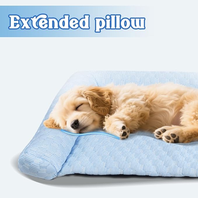 Dog Cooling Mat - Thicken Self-Cooling Pad for Small Dog & Cat, Ultra-Comfortable & Machine Washable | Foldable Design Cooling Mat for Dogs, Crates & Indoor Use (Grey, M 24''*14'')