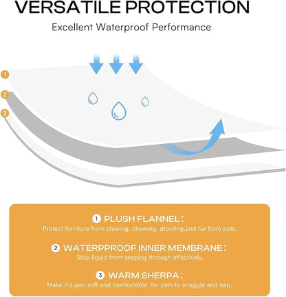 Luciphia Waterproof Pet Blanket for Medium Large Dogs Soft Cat Sherpa Calming Thick Cover Leakproof Cozy Puppy Sofa Bed Car Couch Protector(Pink,63x50 inches)