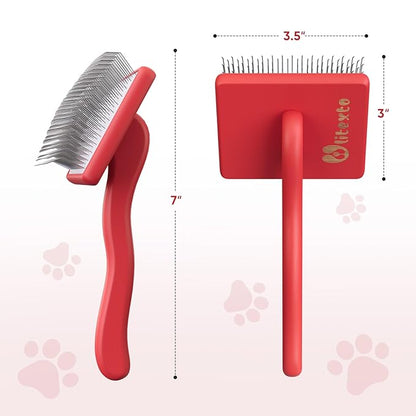 Dog Slicker Brush for Dogs - Doodle Brush for Poodles - Grooming & Slicker for Goldendoodles - Soft and Comfortable, Easy to Clean (Red)