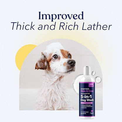 Honest Paws Dog Shampoo and Conditioner - Premium Dog Wash for Allergies and Dry, Itchy, Moisturizing for Sensitive Skin - Sulfate Free, Plant Based, All Natural - Oatmeal & Lavender - 16 Fl Oz