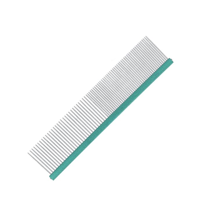 Greyhound Comb For Dogs, Metal Dog Comb Dog Combs with Rounded Ends Dog Comb Cat Comb For Removing and Knots Grooming Tool For Long Short Haired Dog (Green 13cm/5.1in)
