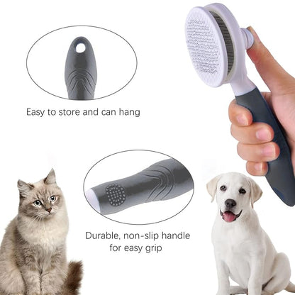 Cat Self Cleaning Slicker Brush, Pets Skin Friendly Cat Brush for Dogs Cats Grooming Brush Tool Easy to Remove Loose Undercoat, Mats Tangled Hair Slicker Massage Cats Dogs Brush - Upgraded