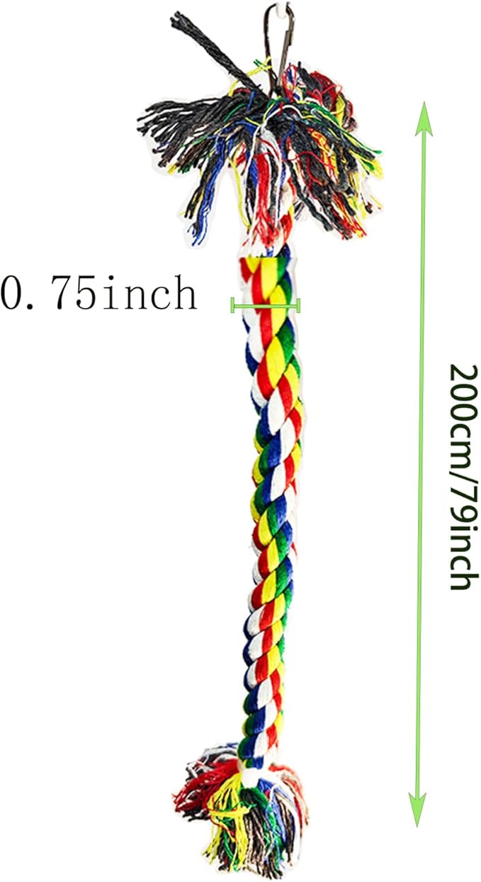 79'' Bird Perch,Bird Rope Perch & Birds Swing Set,Bird perches for cage,Rope Perch for Conures,Parrots,Cockatiel,Lovebird,Budgerigar,Parakeet perches for cage