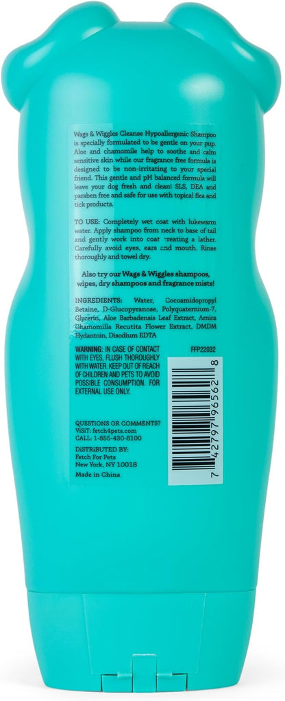 Wags & Wiggles Cleanse Hypoallergenic Dog Shampoo - Pet Wash for Dogs with Sensitive Skin - Without Fragrance Cleanser, 16 Fl oz - 12 Pack