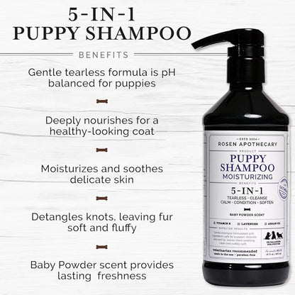 5-in-1 Moisturizing Puppy Shampoo - Tearless Shampoo for Puppies Cleanses, Soothes, Refreshes and Moisturizes, 480ml