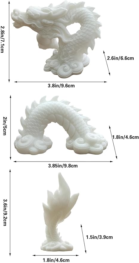livelyfish Aquarium Dragon Statue Sandstone Ornaments Asian Fish Tank Decor for Freshwater Saltwater Tank Landscape Garden Decorations (White)