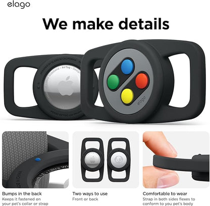 elago Pet Collar W5 Case Compatible with Apple AirTag - Drop Protection Keychain, Cute Design (Track Dogs, Keys, Backpacks, Purses) Tracking Device Not Included (Black)