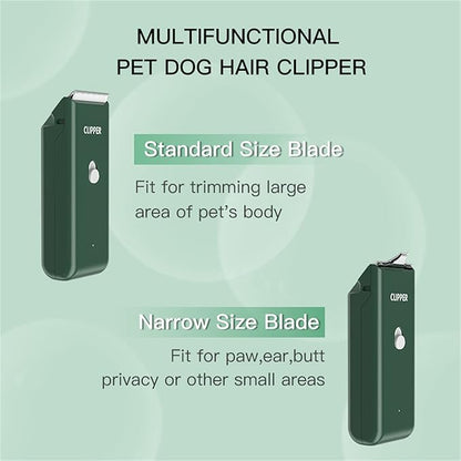 2-in-1 Professional Dog Grooming Kit - Low Noise, Waterproof, USB Rechargeable, and Safe Ceramic Blade - Gift for Dogs and Cats (Green)