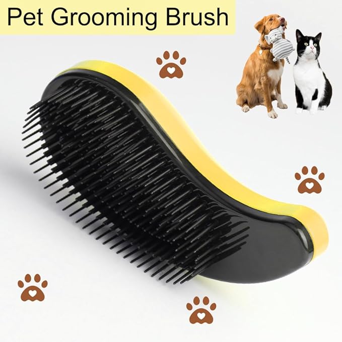 Puppy Brush, Soft Dog Brush for Grooming, Puppy Hair Remover Brush Comb, Grooming Tool for Poodles, Teddy, Yorkies, Maltese, Shih Tzu, Chihuahua, Yellow