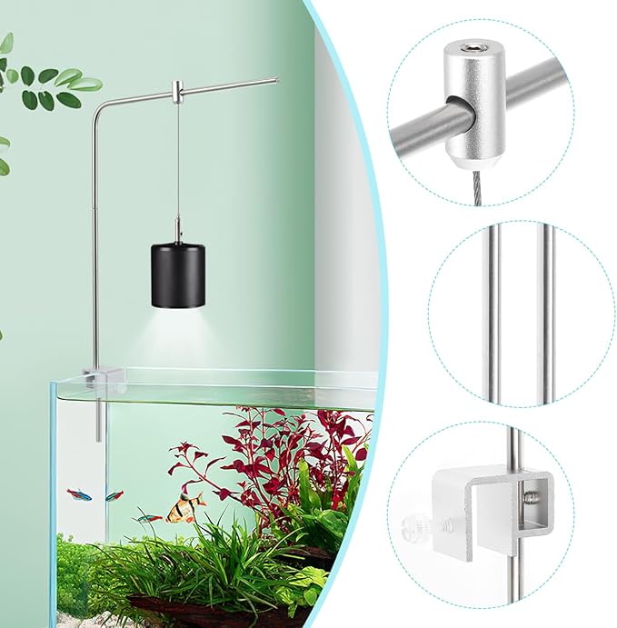 Totority Fish Tank Lighting Holder Bracket Support Aquarium Light Rack LED Light Lamp Aquarium Light Stand Kit Silver