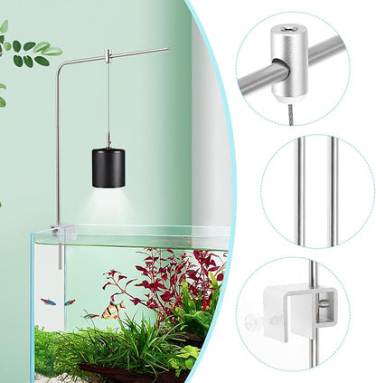 Totority Fish Tank Lighting Holder Bracket Support Aquarium Light Rack LED Light Lamp Aquarium Light Stand Kit Silver