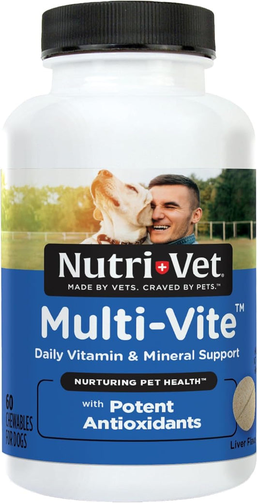 Nutri-Vet Multi-Vite Chewables for Adult Dogs, Daily Dog Vitamins & Minerals, Supports Balanced Diet, Pet Multivitamin, Supports Joint, Immune, and Cardiovascular Health in Canines, 60 Count