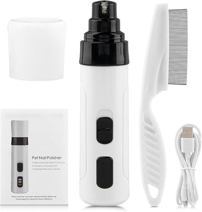 Dog Nail Grinder, 2024 New Silent Grind Pro Dog Nail Trimmer, Upgraded Powerful Electric Dog Nail File Quiet Painless, Rechargeable Nail Clippers Pet Paws Grooming Tool(White+Black)