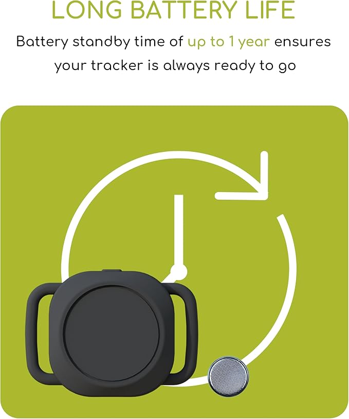 Dog Tracker, TRESBUNNY Smart Dog Collar with Real-time Pet Location, Cat Tracker Collar (iOS Only), No Monthly Fee & Long Battery Life, Works with Find My, Ideal for Dog/Cat (Black)