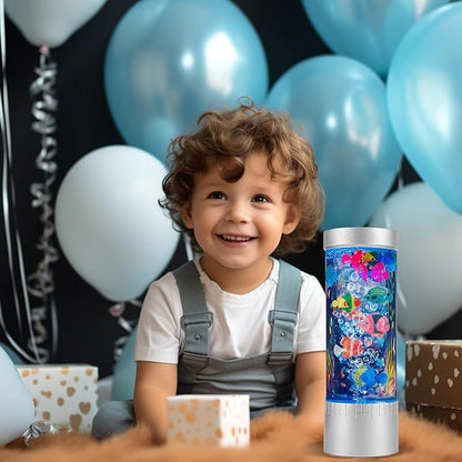 Bubble Fish Lamp with 6 Floating Fake Fish – LED Aquarium Night Light with Bubbles – Cylindrical Transparent Tank, Perfect for Kids’ Rooms, Offices, and Living Spaces