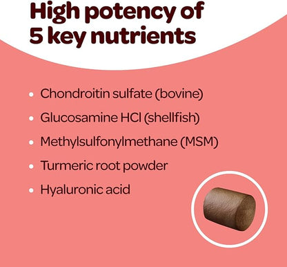 Hip and Joint Chews for Dogs | Dog Glucosamine Chews for Comfort & Mobility with Chondroitin MSM & Turmeric | Dog Joint Supplement for All Ages & Sizes | NASC Certified & Made in The USA | 60 Chews