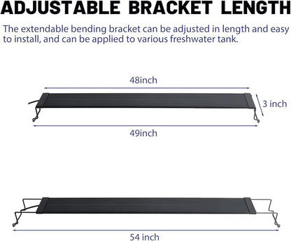 WaterRebirth Wireless Remote Full Spectrum Aquarium LED Light Strip - Ultra-Thin Design with Timer & RGB Modes for Fish Tank Plants (48-54INCH)