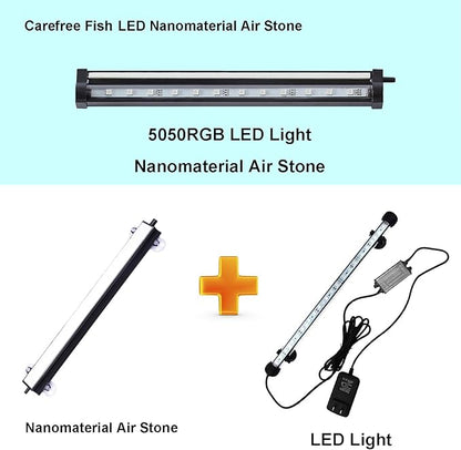 Carefree Fish Aquarium 4/8/12/16/24/40In Led Nanometer Materials Air Stone Strip Ⅱ and Tube Fish Tank Oxygen Stone Bubble Wall RGB Light Waterproofing Grade IP68(Air Pumps not Included