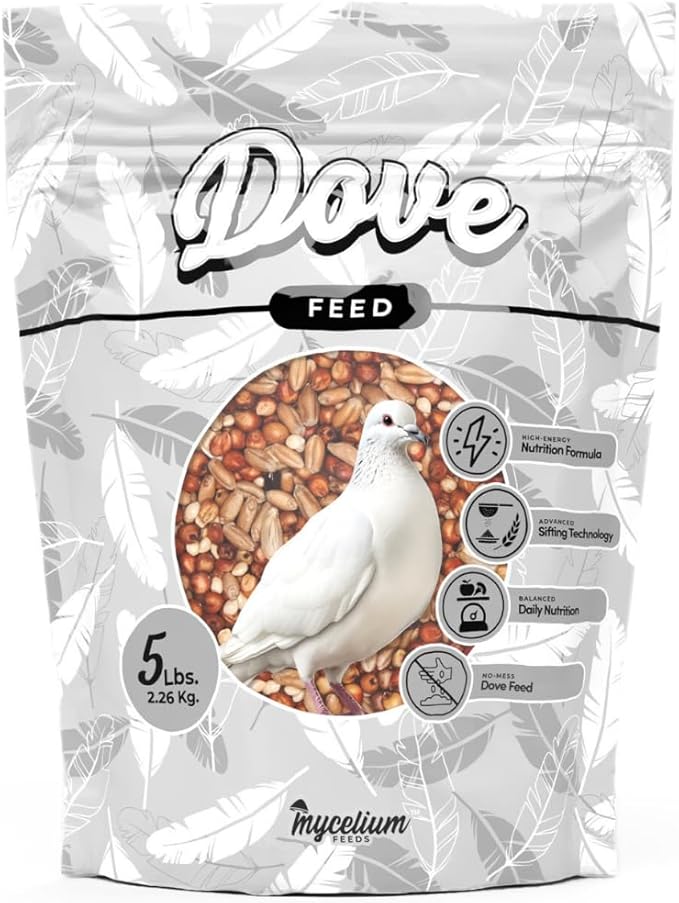 Mycelium Organic Dove Feed (5 LB Bag) | Balanced Wild Bird Food for Doves, Pigeons & Ground-Feeding Birds | High-Energy Formula | Non-GMO, Clean & Debris-Free | Made in USA