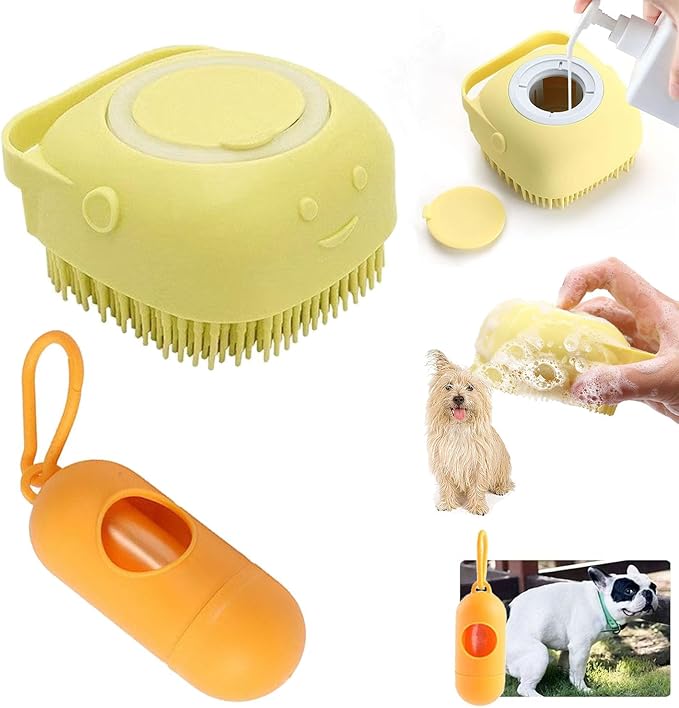 Pets Bath Brush | Scrubber for Bath | Dog Shampoo Brush | Dog Washing/Shower Brush, Suitable for Short/Long Haired Dogs, Dog Brush for Shedding, Bathing, Massaging & Grooming (2yellow) (2yellow2)