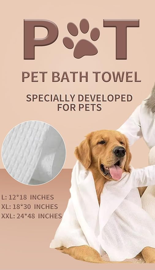 Toner Depot XL Pet Grooming Bath Wipes, Huge Rinse-Free Towels for Cleaning and Deodorizing Plant-Based Hypoallergenic Wipes for Dogs and Cats, 3 Pack (XXL 24x48)
