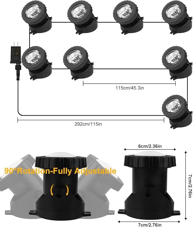 RGB Underwater Pond Lights, Super Bright LED Submersible Fountain Lights Colored Landscape Spotlights, Bluetooth APP Control IP68 Waterproof for Fish Aquarium Tank Yard Garden Pool (Set of 8)