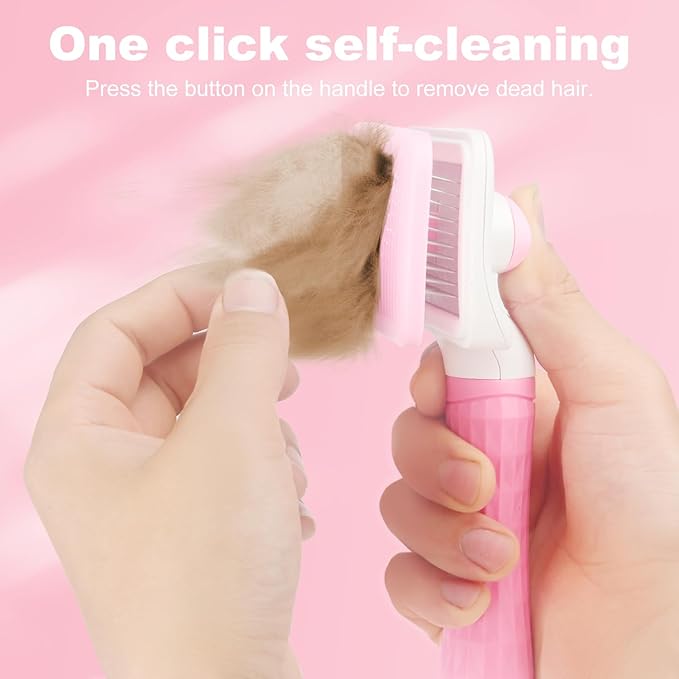 Dogs & Cats Brush for Shedding, Skin Friendly Pet Grooming Brush, Self Cleaning Slicker Brush for Long or Short Haired Cats and Dogs, Deshedding Dog Brush for Remove Loose Fur and Undercoat
