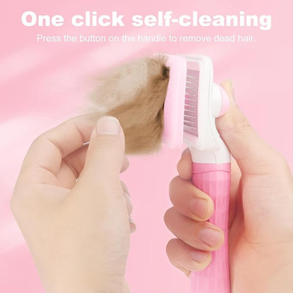 Dogs & Cats Brush for Shedding, Skin Friendly Pet Grooming Brush, Self Cleaning Slicker Brush for Long or Short Haired Cats and Dogs, Deshedding Dog Brush for Remove Loose Fur and Undercoat