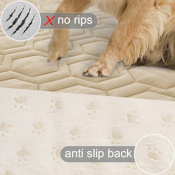 Waterproof and Non-Slip Dog Bed Cover and Pet Blanket Sofa Pet Bed Mat ï¼_ar Incontinence Mattress Protectors Furniture Couch Cover for Most Cats Dogs,Petsï¼82x102-Beigeï¼