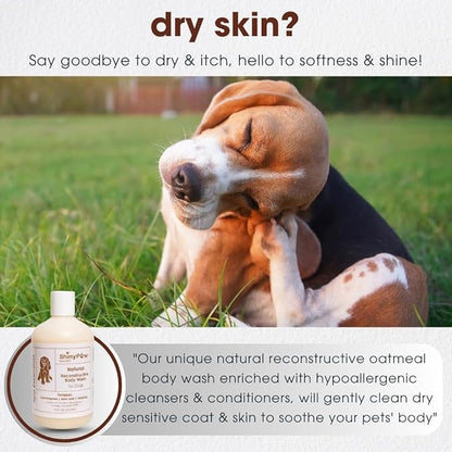 Oatmeal Shampoo for Dogs | ShinyPaw Dog Shampoo for Allergies and Itching | Controls Dog Shedding Naturally | Itchy Skin Relief for Dogs | Tearless Dog Shampoo & Conditioner Made in The USA | 16 oz