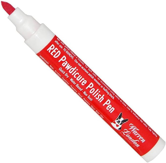 Warren London Pawdicure Dog Nail Polish Pens | Made in USA | Quick Dry, Low Odor, Non-Toxic Dog Accessories | Ideal for Dog Birthday, Dog Costume | Dries in Under 1 Minute | 13 Colors | Red