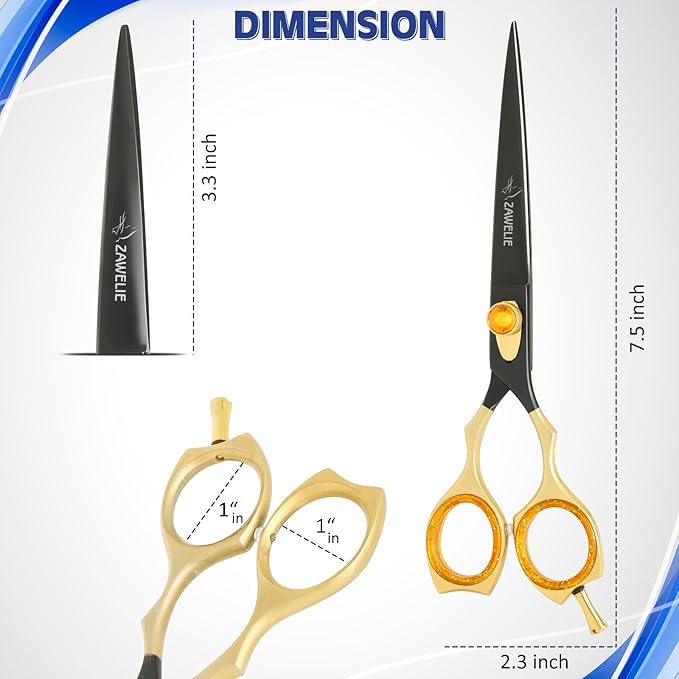Dog Grooming Scissor- 7.5 Pet Shears, Japanese Stainless Steel Ergonomic Pet Grooming Scissor, Heavy Duty Sharp and Comfortable pet Scissors for Grooming, Dogs, Cats and Other Animals (Straight)
