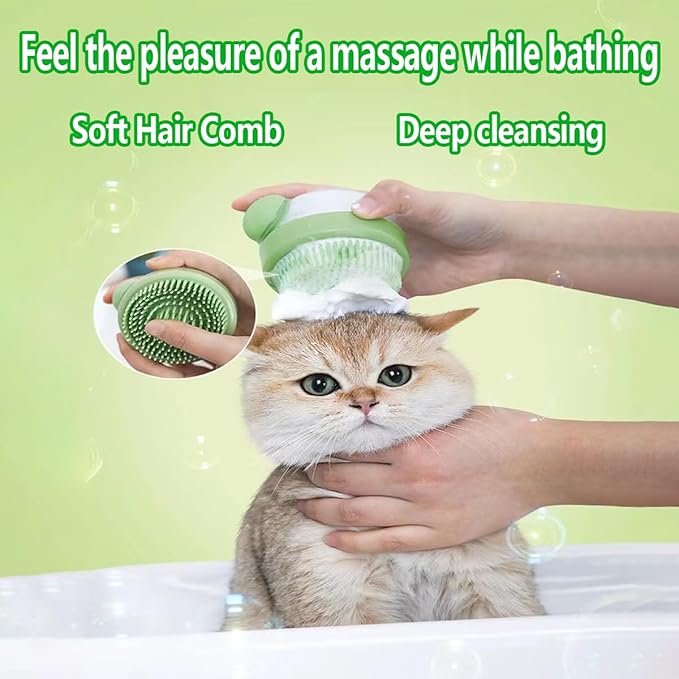 Dog Bath Brush,Dog Shampoo Brush,Cat Bath Brush,Cat Shampoo Brush,Cat Shampoo Brush,Dog/Pet Grooming/Scrubber,with Shampoo Dispenser,Suitable for dog and cat showers