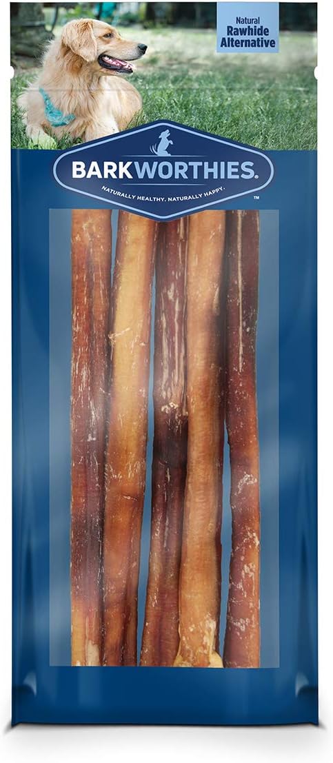 Barkworthies Odor-Free 12-inch Bully Sticks (5 Pack) - Healthy Dog Chews - Protein-Packed, Easily digestible, All-Natural Rawhide Alternative Dog Treats - Promotes Dental Health