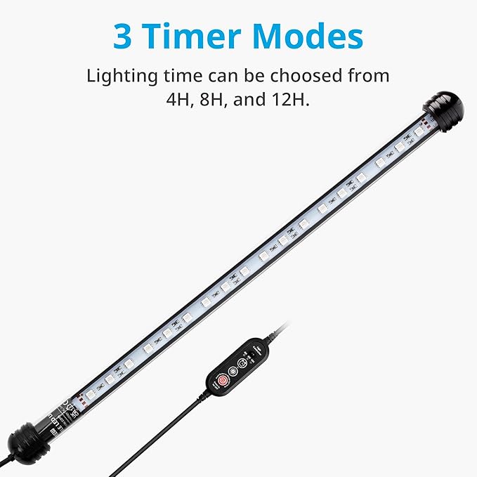 NICREW LED Aquarium Light, 15 Inches Submersible Fish Tank Light, Waterproof Underwater Light with Multicolor Option