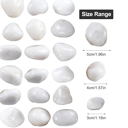 20Ib White River Rocks for Landscaping- High Polished Pebbles for Plants-Garden Decorative Stones-1-2 Large Plant Rocks,Ideal for Aquarium, Home Decor