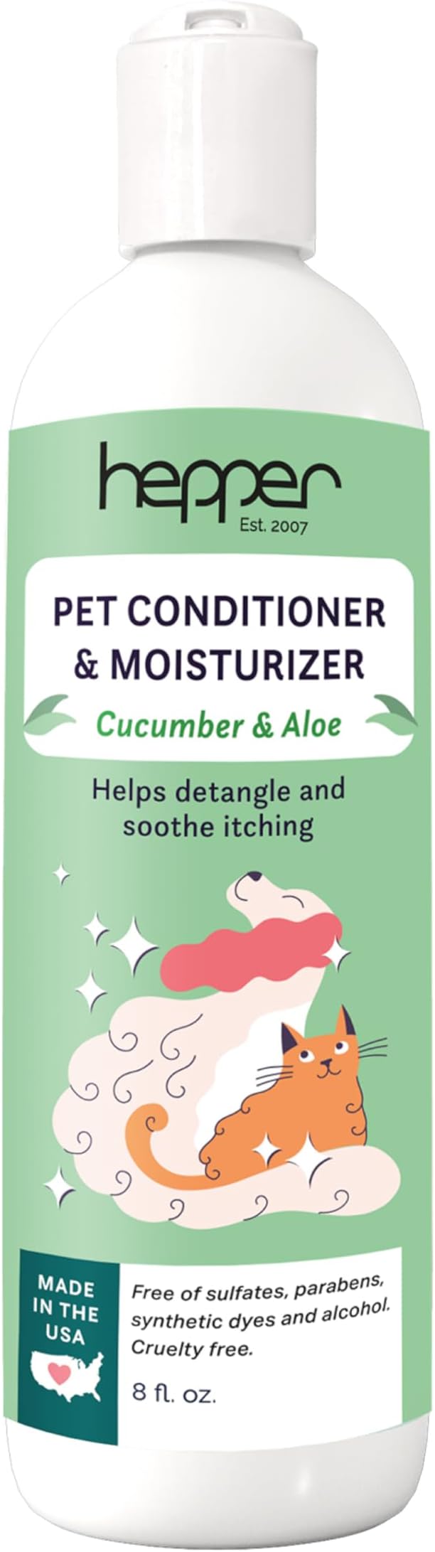Hepper Pet Conditioner and Moisturiser - Scented Dog Conditioner & Detangler. Perfect for Long Hair, Short Hair, Dry Skin, Shedding Control, Allergies, and Puppy Coats! Cucumber and Aloe Scented.
