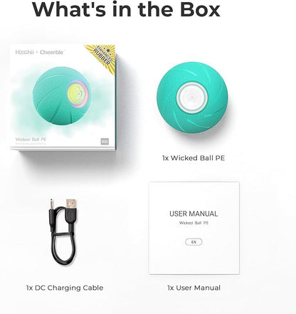 Interactive Dog Toys, Wicked Ball PE, 3 Interactive Modes,Enhanced Rubber Active Rolling Dog Toy with LED Lights for Medium Large Dogs, Motion-Activated Dog Stimulation Toy for Boredom Relief