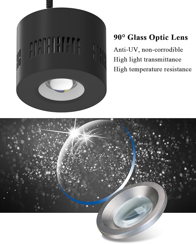 Lominie Aquarium LED Light 10 Gallon Fish Tank Light Timer Clip on Aquarium Lamp Full Spectrum 80W 6500k for Freshwater Refugium Cube Tank with Gooseneck