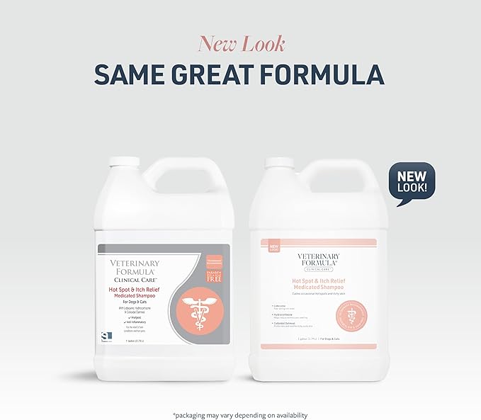 Veterinary Formula Clinical Care Hot Spot & Itch Relief Medicated Shampoo for Dogs and Cats 128oz  Helps Alleviate Sensitive Skin, Scratching, and Licking of Coat