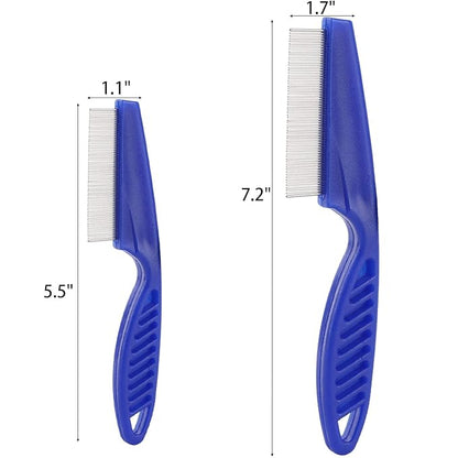 4 Pcs Flea Combs, Pet Lice Tick Comb with Stainless Steel Round Teeth for Detangling Dematting Dogs Cats Tear Stain, Dandruff Remover