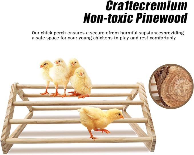 Chick Perch Chicken Coop Toys and Accessories,Chick Roosting Bar,Brooder for Baby Chicks,Strong Wooden Bird Perch. (Style 2, 14.4" x 10.7" x 6.7)