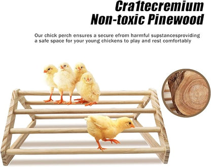 Chick Perch Chicken Coop Toys and Accessories,Chick Roosting Bar,Brooder for Baby Chicks,Strong Wooden Bird Perch. (Style 2, 14.4" x 10.7" x 6.7)