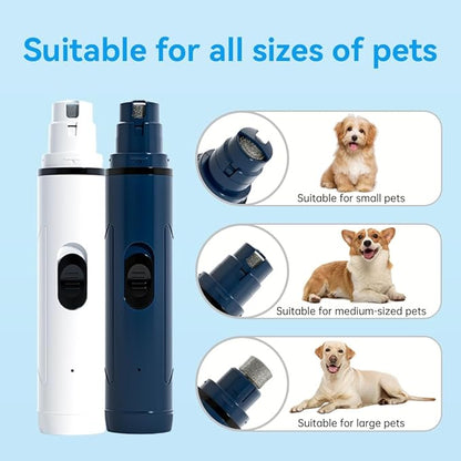 Dog Nail Grinder with 2 Grinding Heads - 2-Speed Powerful Electric Pet Nail Trimmer Professional, Painless Claw Decoration and Smoothing Suitable for Small, Medium, Large Dogs and Cats