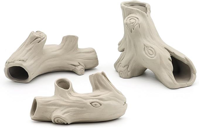 Aquarium Decorations Ceramic Artificial Stump Cave,Betta Fish Tank Accessories Hollow Tree Stump Decor 3-Piece Set